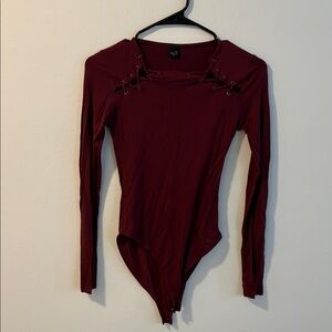 The Classic Lace-Up Maroon Bodysuit